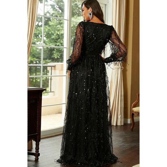 NEW Miss Ord Sequin Fringed Bowknot Dress Formal Cruise Women’s Sz XL 12 - Picture 2 of 14